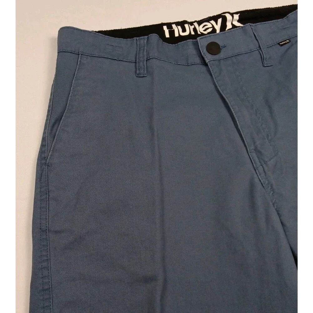 Hurley Mens Size 32 Slate Blue Chino Walk Shorts Flat Front Surf Casual
